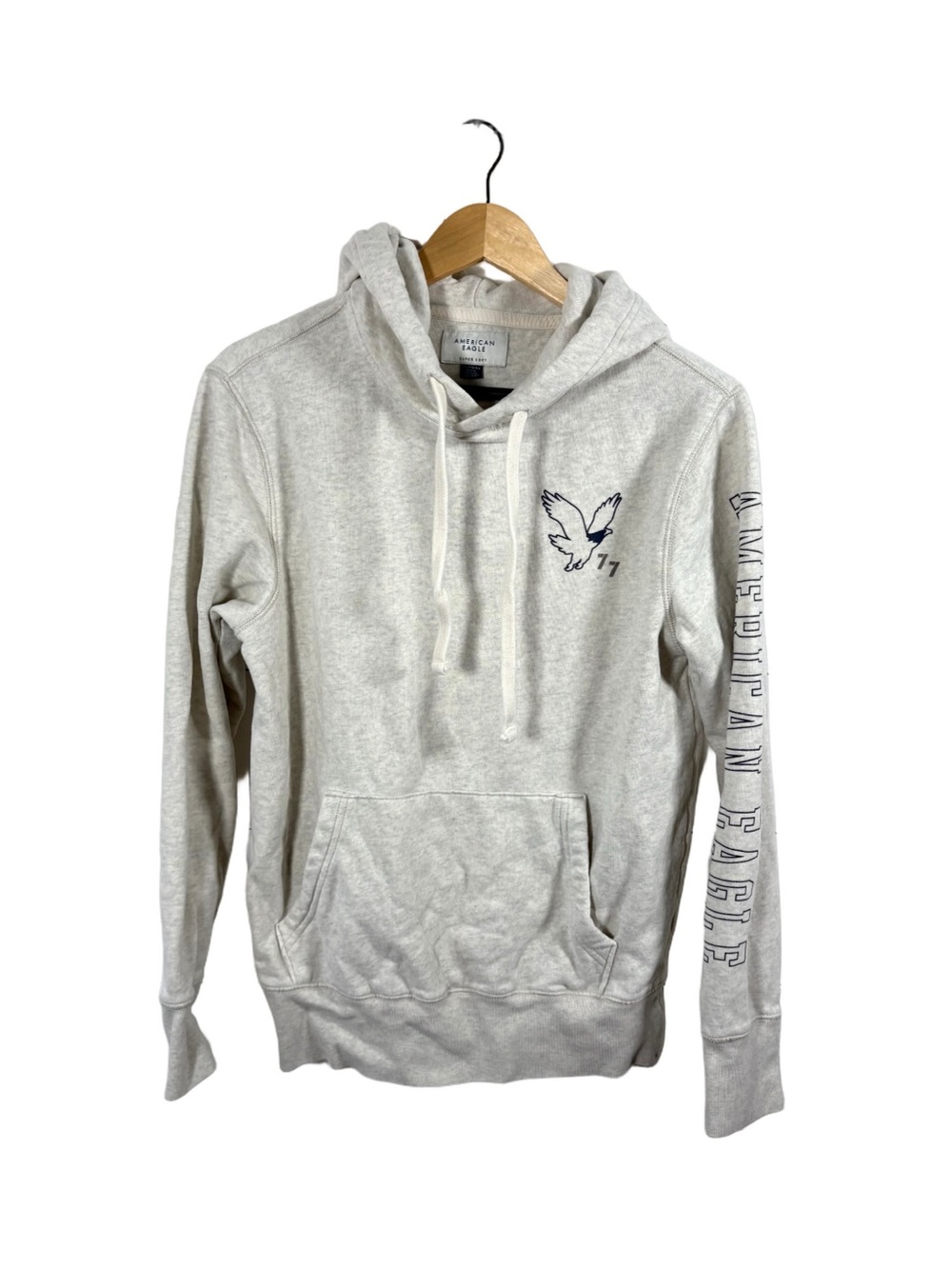 American Eagle Womens XS Super Soft Gray AE77 Logo Pullover Hoodie